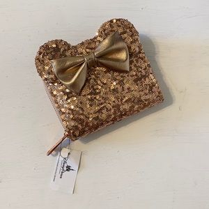 NWT Disney parks rose gold sequin wallet